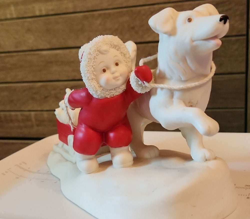 "Lead the Way" Department 56 Red and White Child with Dog Figurine